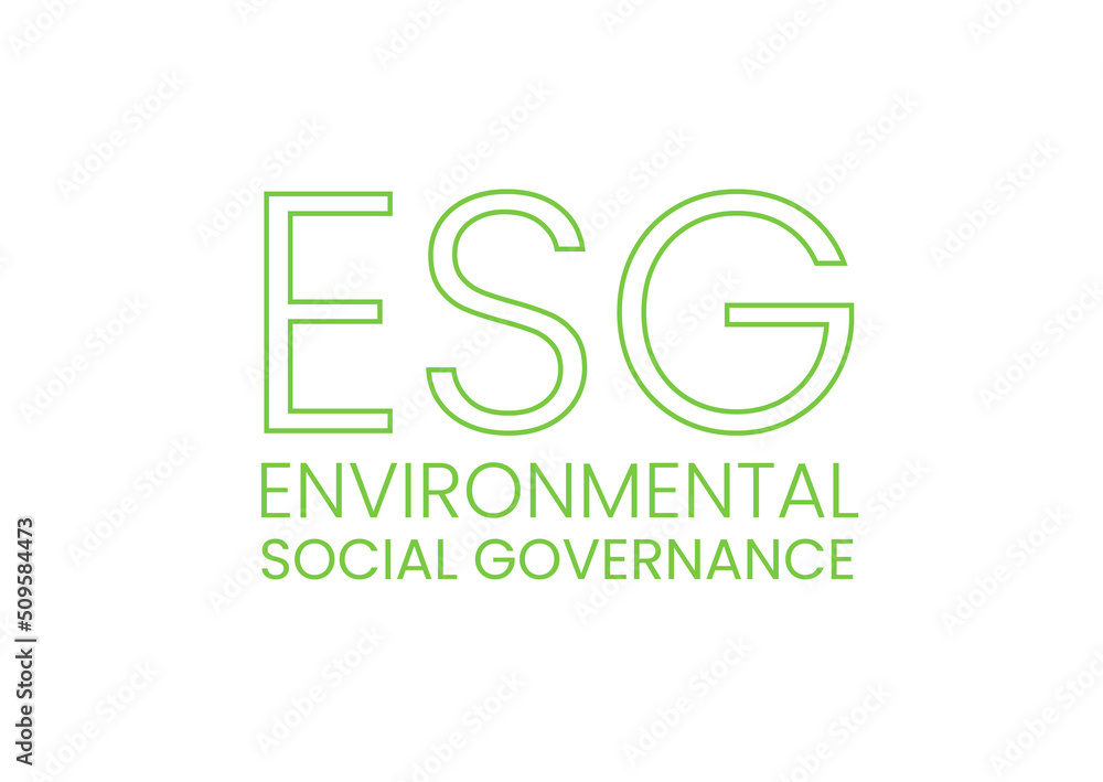 ESG - environmental, social and corporate governance business logo symbol sign. Green linear style esg company label banner design element. Environmentally sustainable growth and development concept.