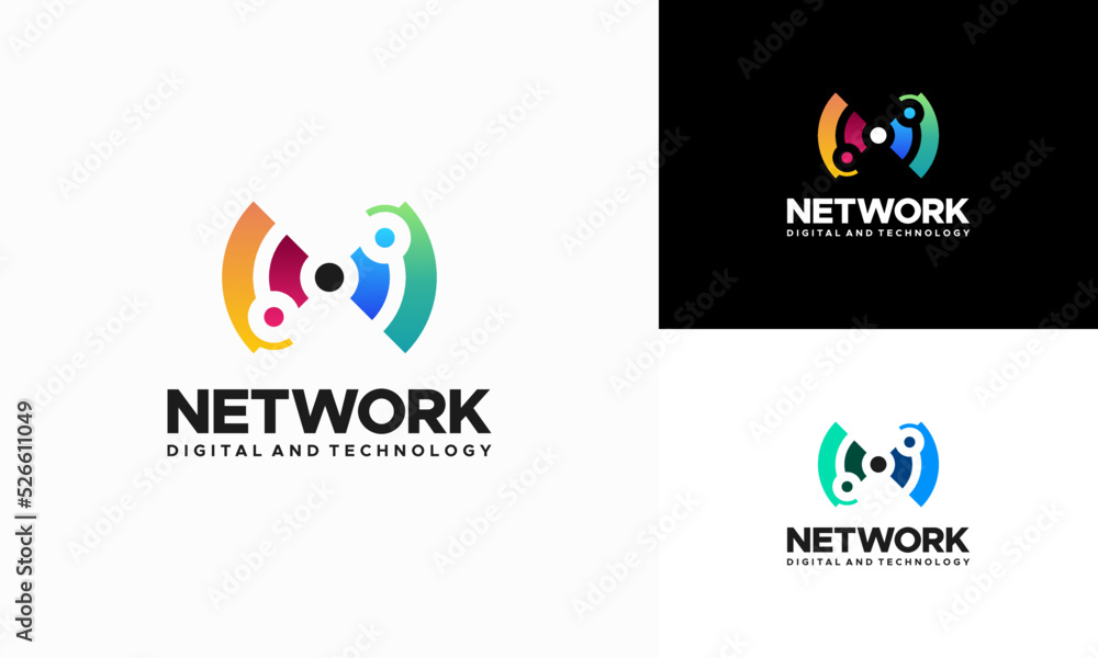 Digital Signal Logo designs concept vector, Network Technology logo symbol Illustration