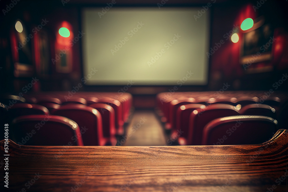 Cinema background with red seats created with generative Ai technology