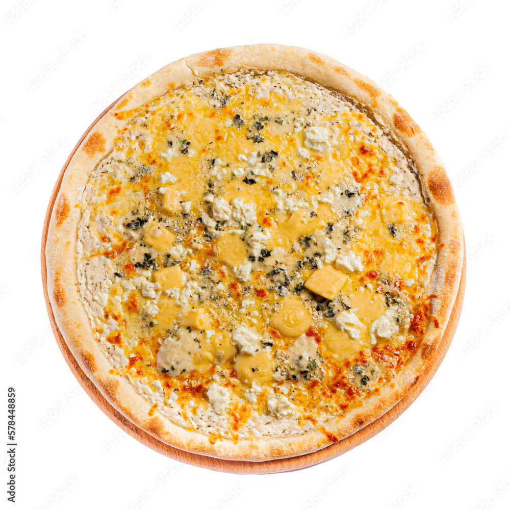 Pizza isolated on transparent background from top view set. Cropped remove background.