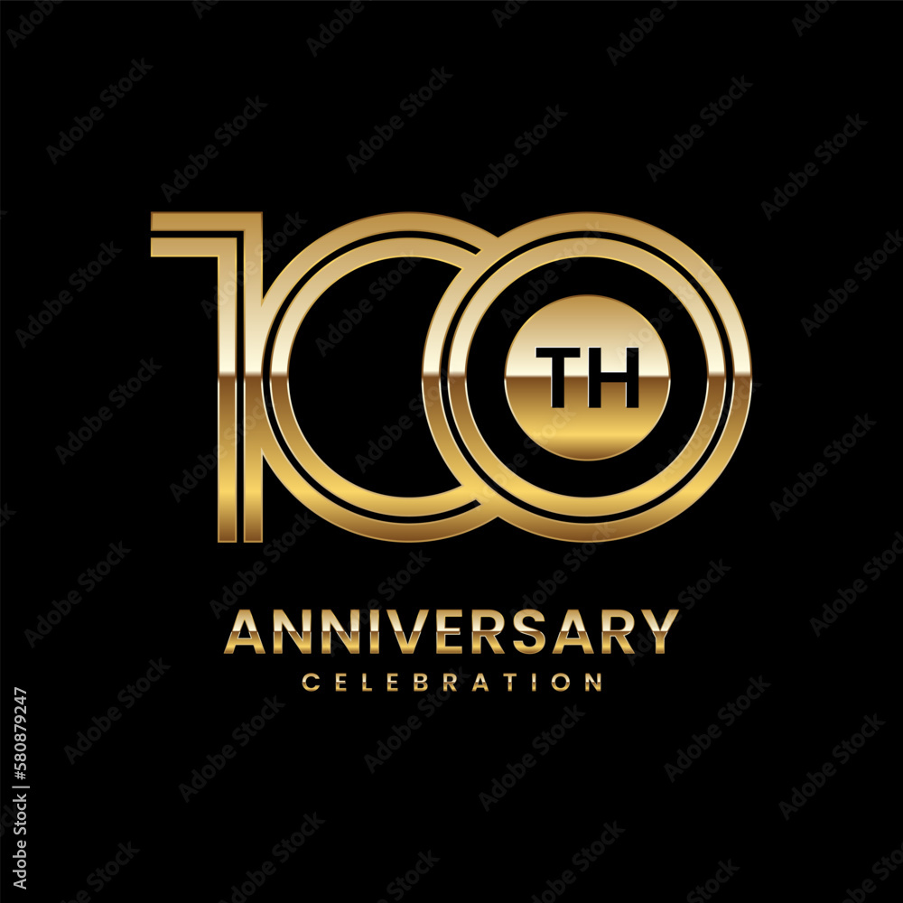 100th Anniversary. Anniversary logo design with double line concept, vector illustration