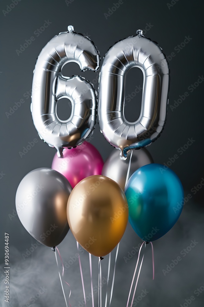 silver balloons celebrating 60th birthday