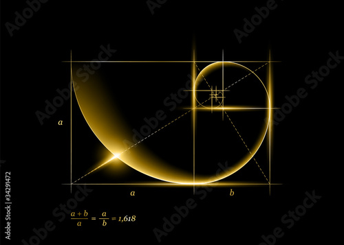 Bild auf Leinwand Golden section (ratio, divine proportion) and golden spiral