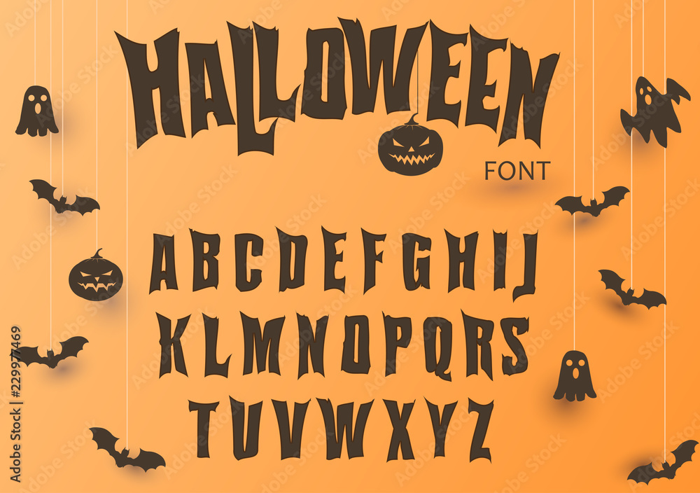 Halloween font, Original Typeface, Scary creepy alphabet, Dirty Letters ...