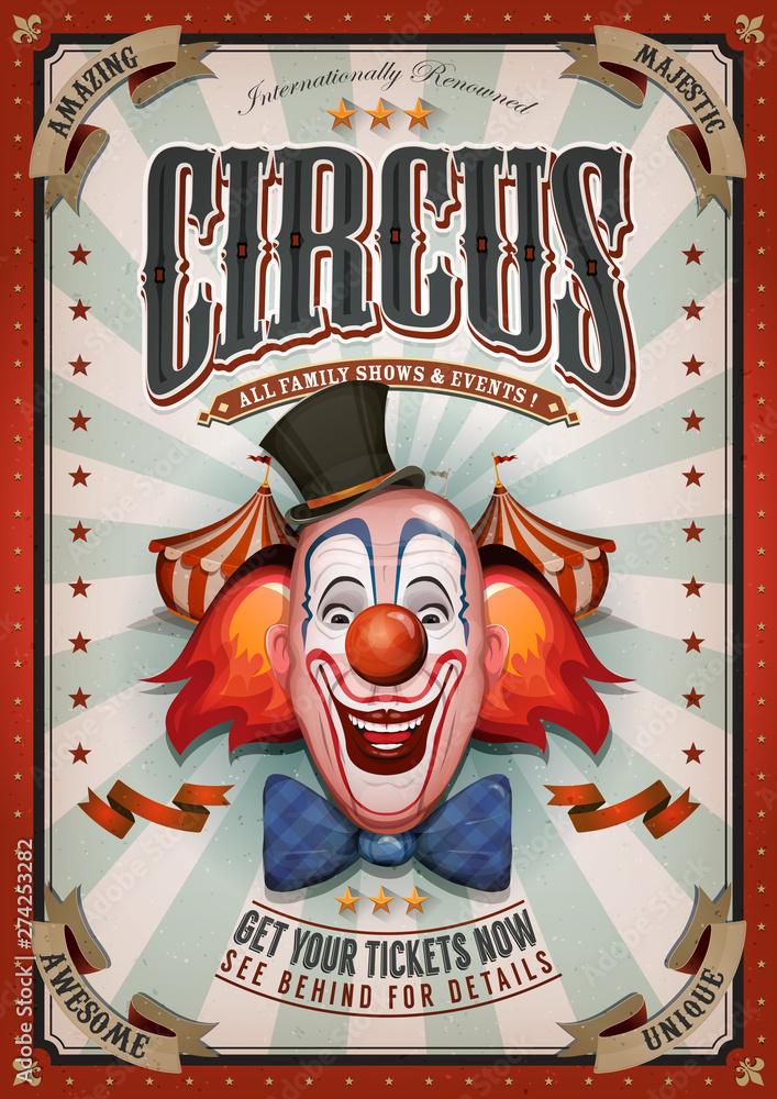 Photo & Art Print Vintage Circus Poster With Big Top/ Illustration of ...