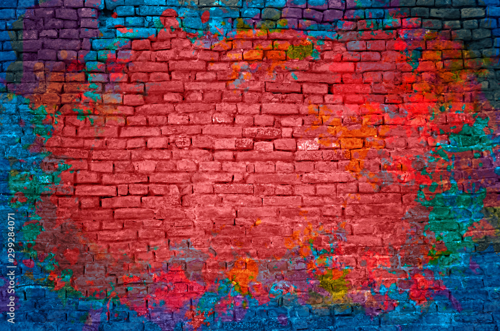 Paint splash, graffiti brick wall, colorful background wall mural ...