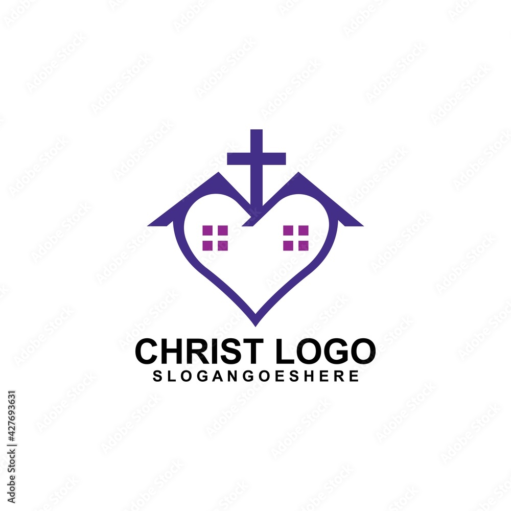 Church heart shaped home logo template design vector illustration Stock ...