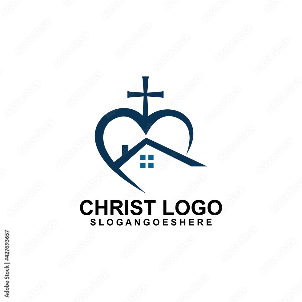 Church heart shaped home logo template design vector illustration Stock ...