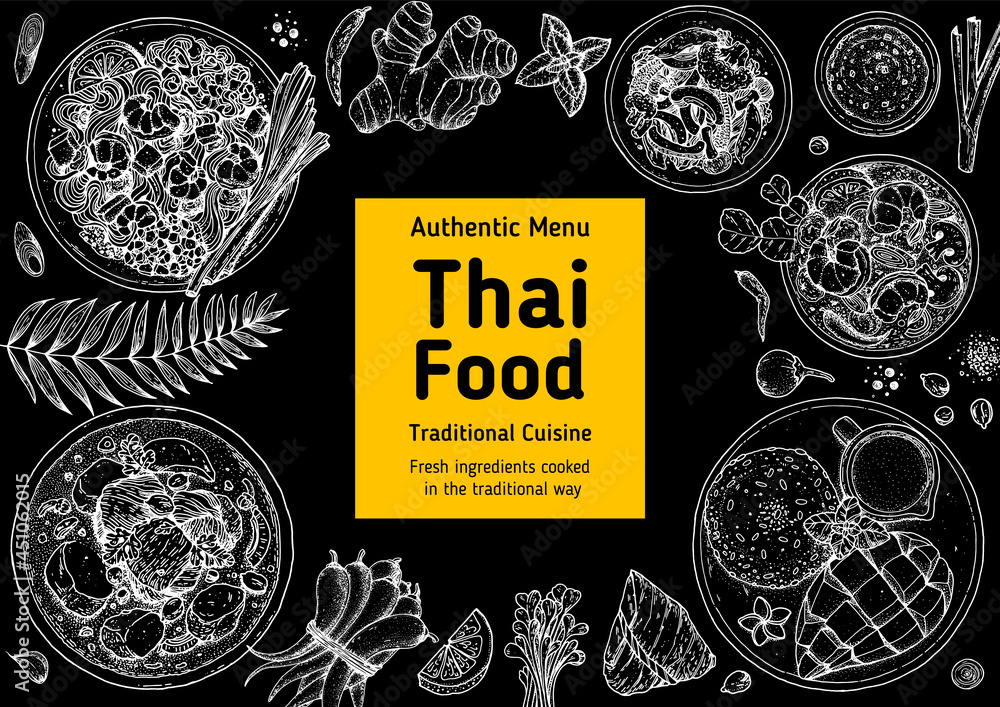 Thai Food Menu Template Vector Stock Illustration Ill - vrogue.co