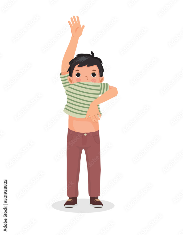 Boy Putting On Clothes Clipart