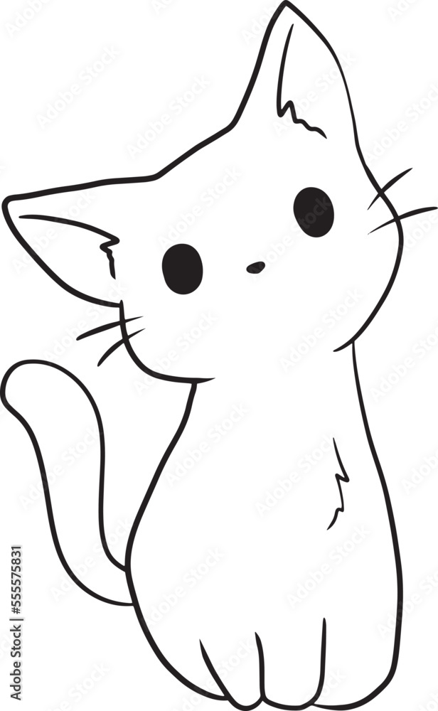 cat cartoon doodle kawaii anime coloring page cute illustration clipart ...