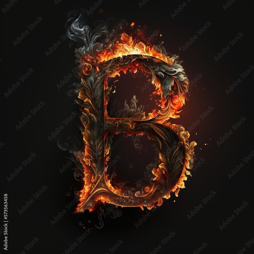 fiery and modern fire letter B illustrations for your creative design ...