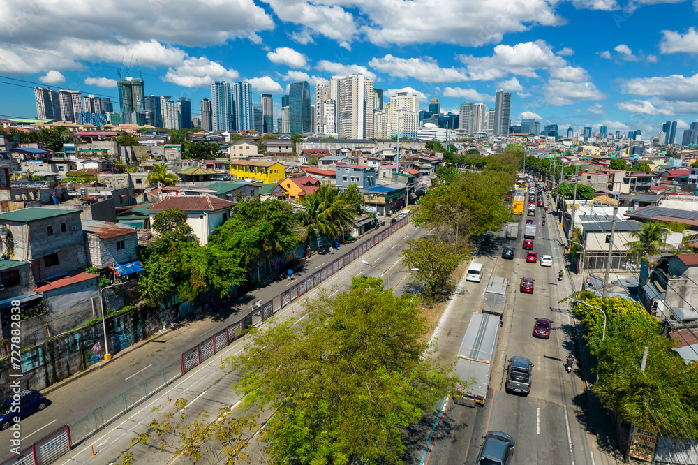 Taguig, Metro Manila, Philippines - Aerial of C5 road, old Taguig ...