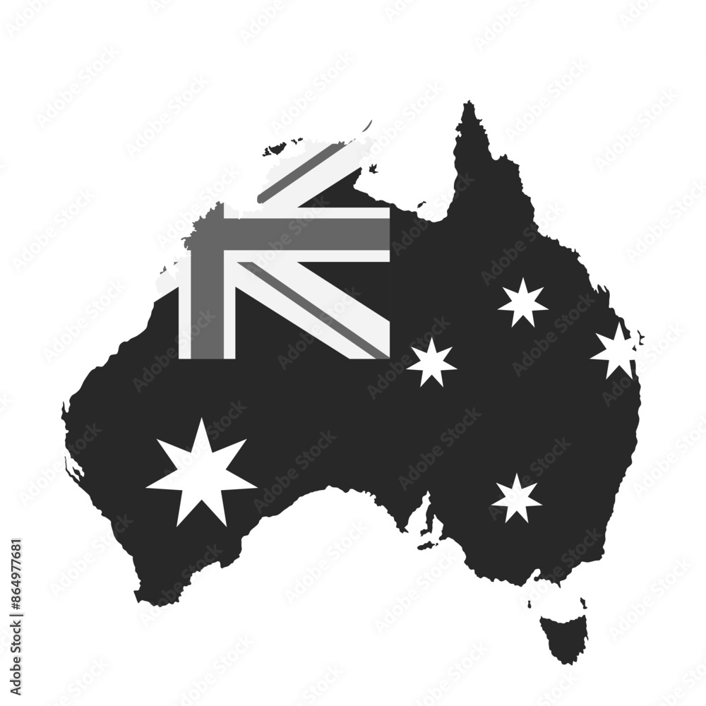 Australian map flag vector silhouette illustration isolated on white ...