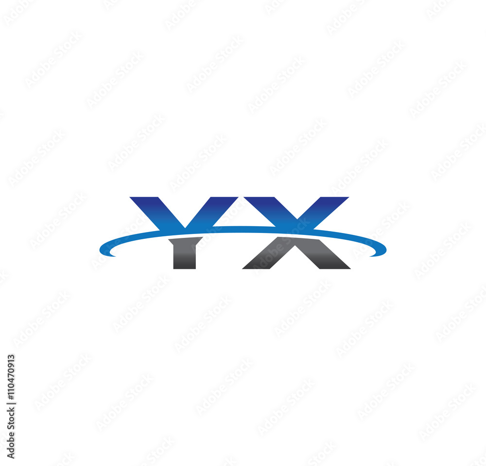 yx alphabet with swoosh grey and blue