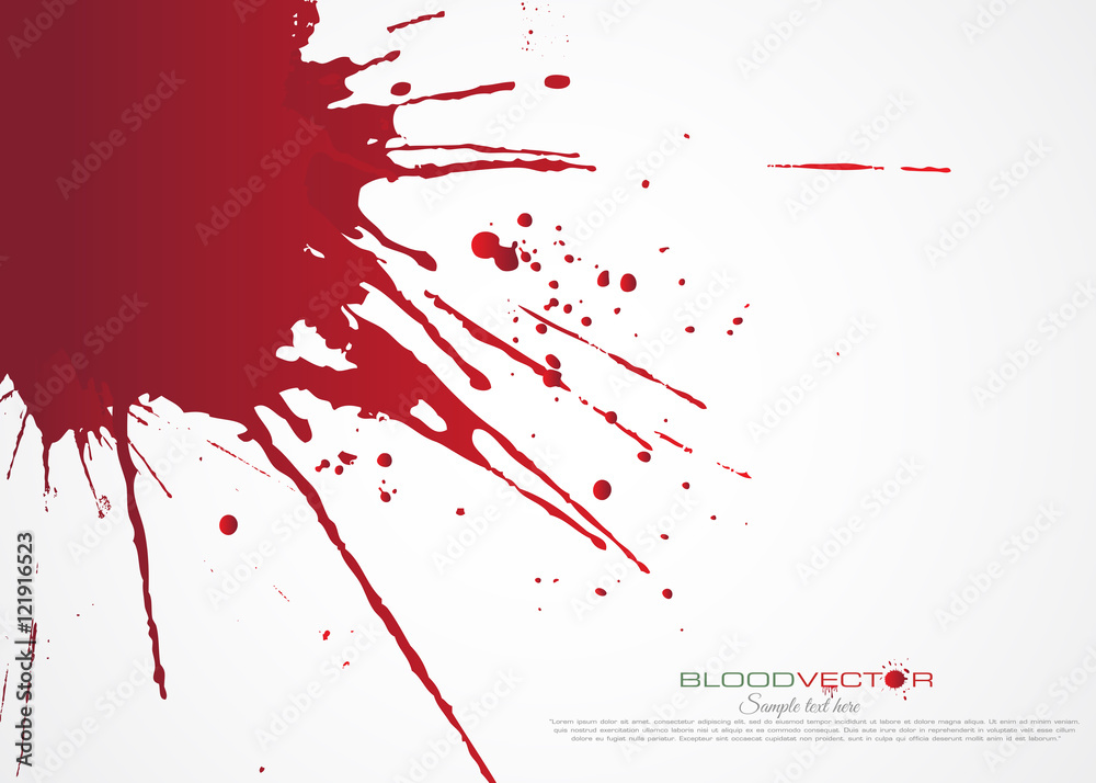 Blood splatter isolated on white background, vector design