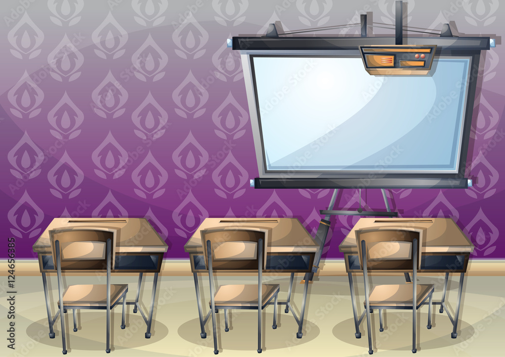 cartoon vector illustration interior classroom with separated layers in 2d graphic