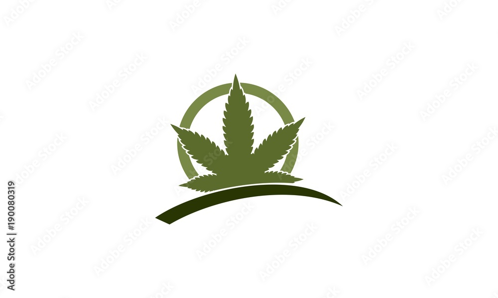 Marijuana Leaf Plant Nature Ecology Logo, Cannabis green silhouette logo. Hemp of emblem for the design of the packaging of goods, food, for the creation of printed products.