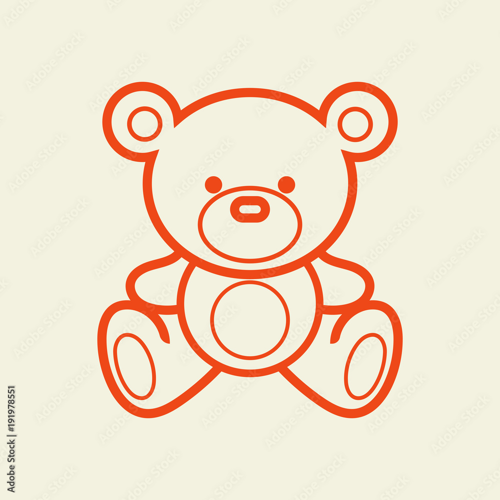 Teddy bear vector line illustration