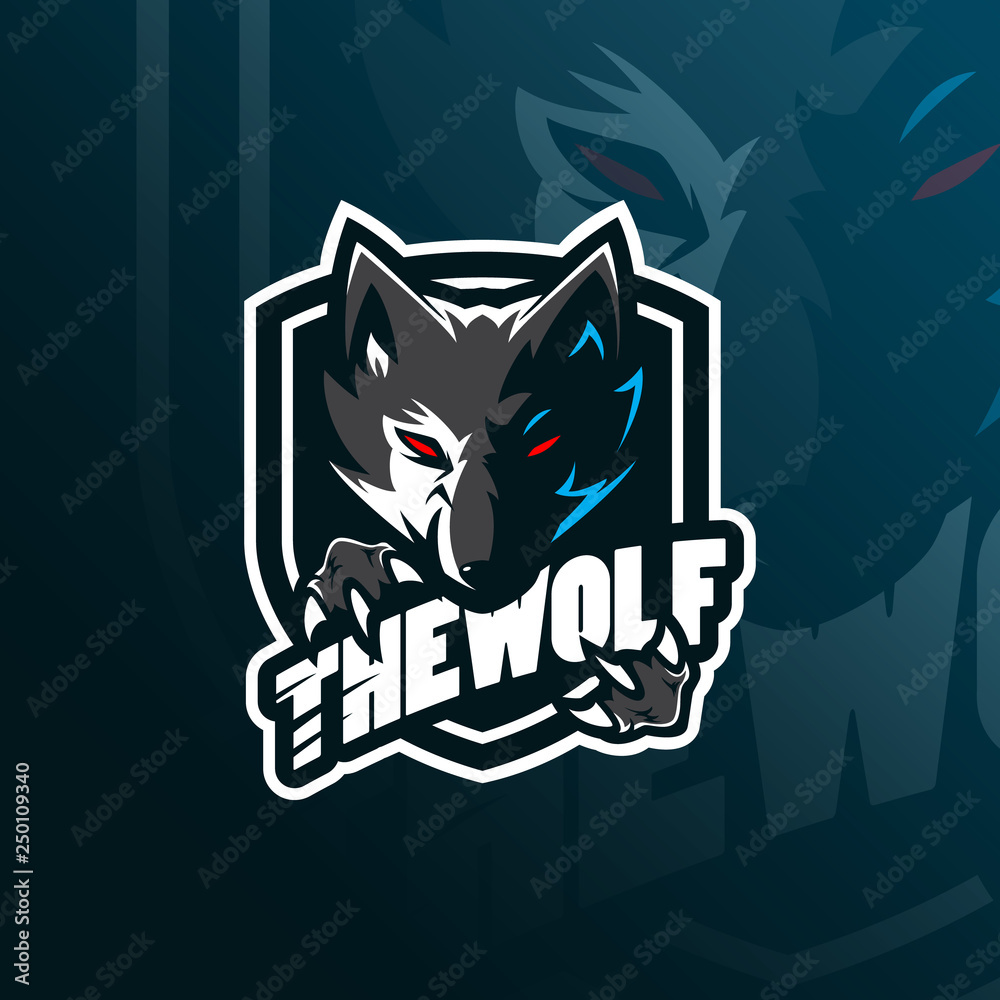 wolf vector mascot logo design with modern illustration concept style for badge, emblem and tshirt printing. angry wolf illustration for sport and esport team.