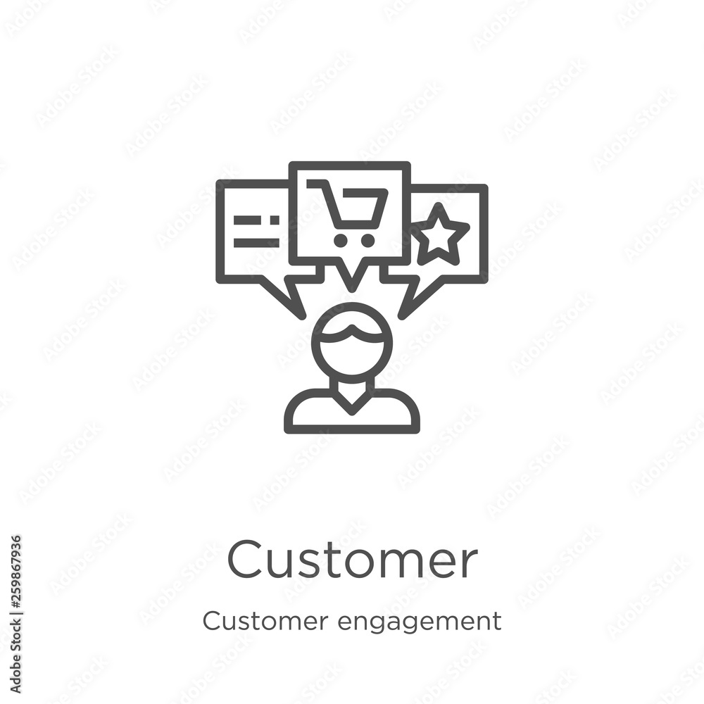 customer icon vector from customer engagement collection. Thin line customer outline icon vector illustration. Outline, thin line customer icon for website design and mobile, app development