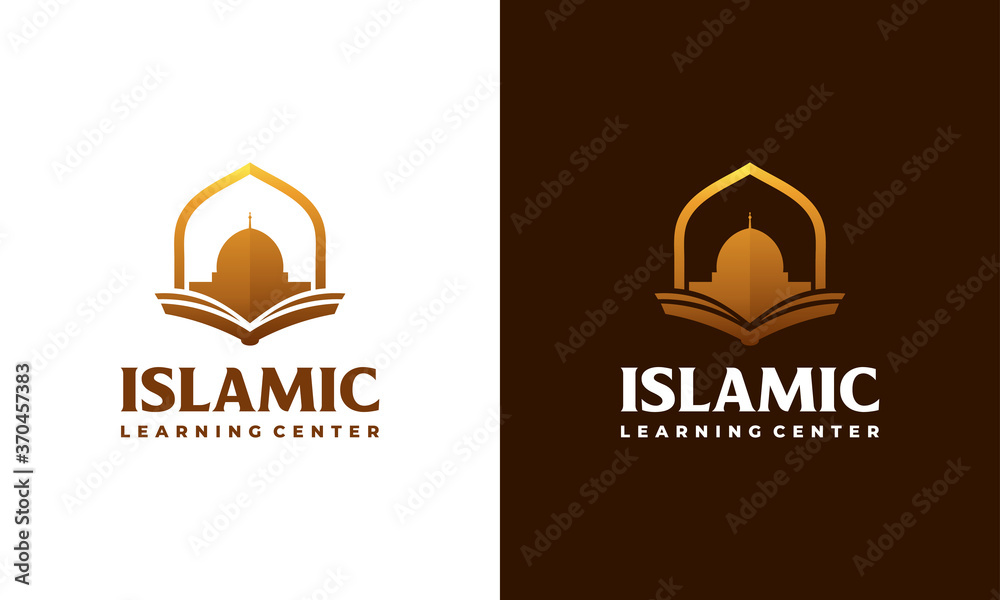 Luxury Muslim Learn logo, Islam learning logo template, Vector illustration