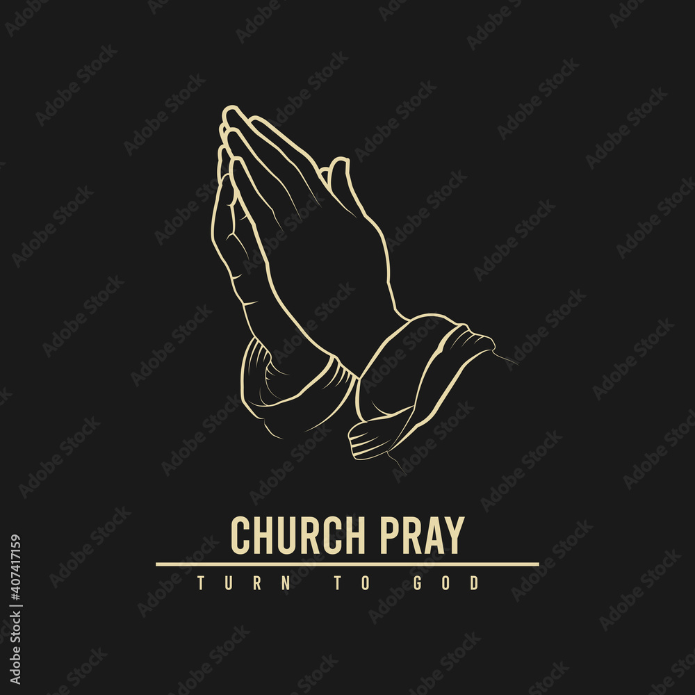 church pray logo design, hand illustration design