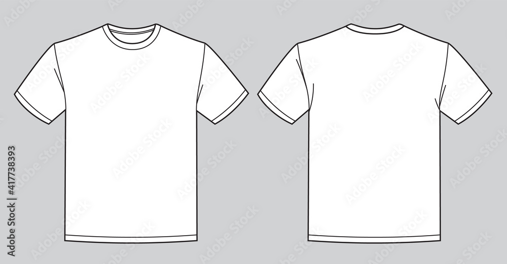 Blank white t-shirt template. Front and back view