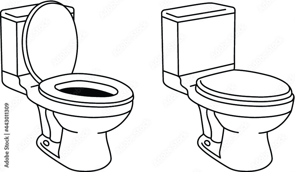 Toilet Outline Clipart Set - Vector Graphics