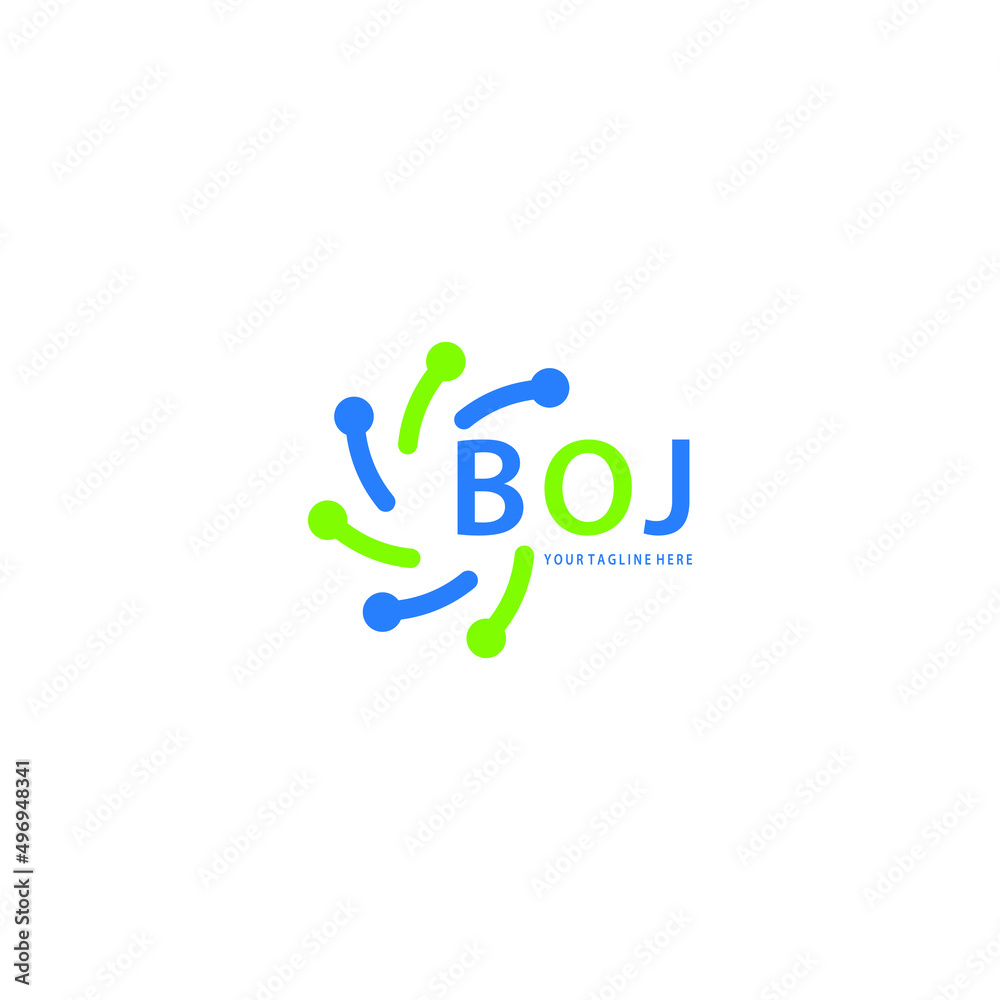 BOJ logo design initial creative letter on white background.
BOJ vector logo simple, elegant and luxurious,technology logo shape.BOJ unique letter logo design. 