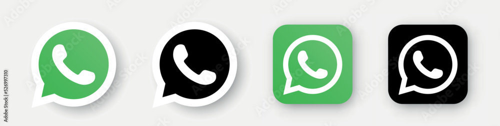 Whatsapp icon.Whatsapp button. Social media icons. Realistic whatsapp. Vector illustration