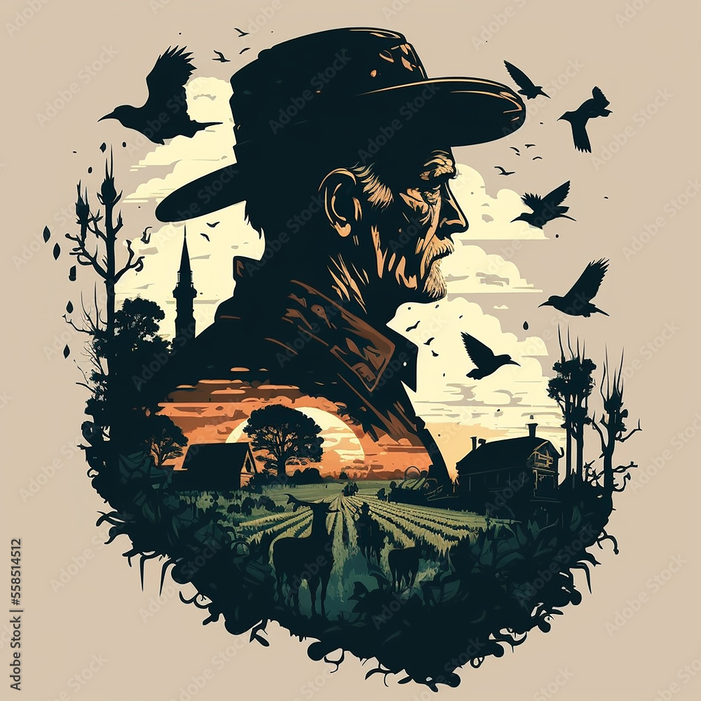 Farmer Vector Art AI Generated