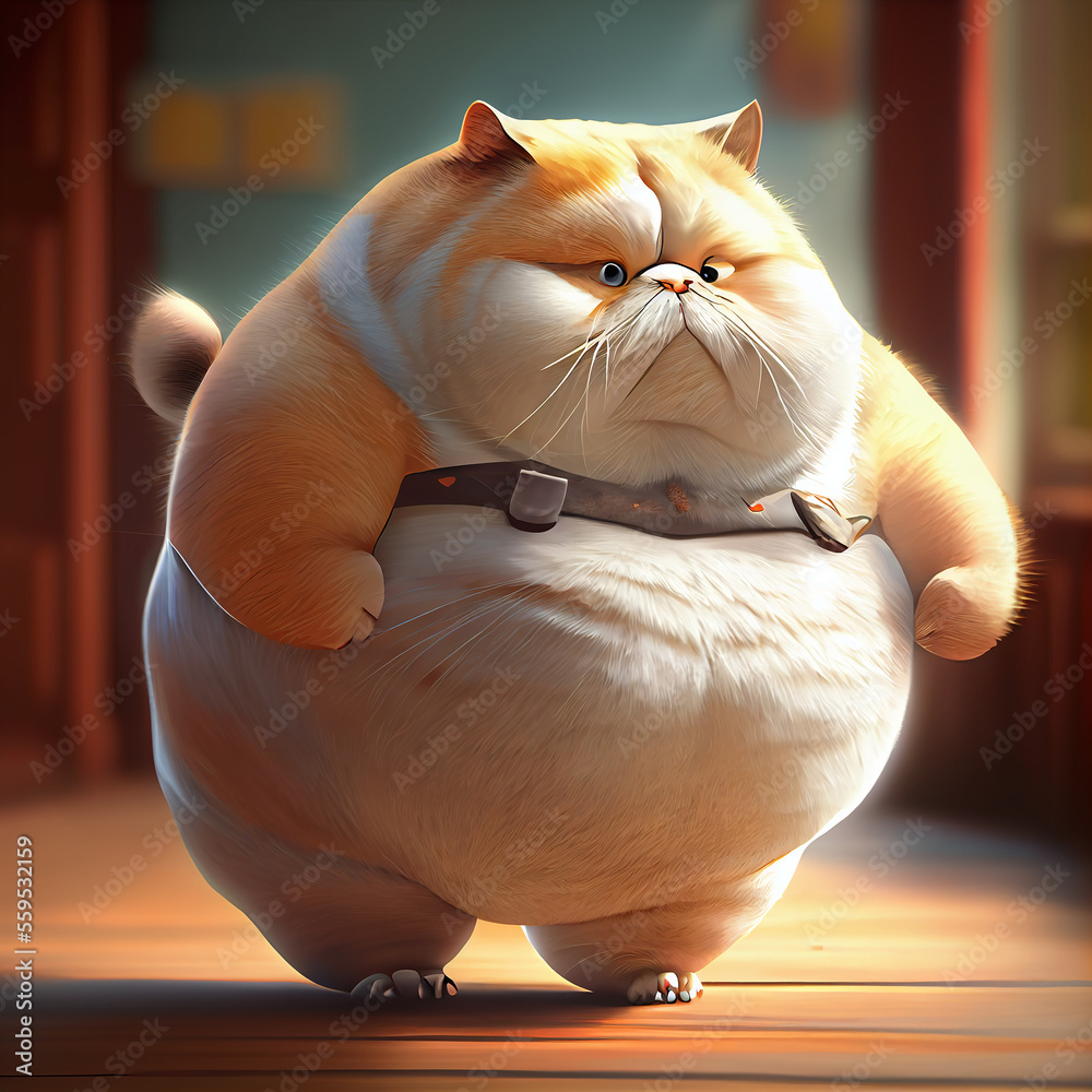 Fat cartoon cat ai art