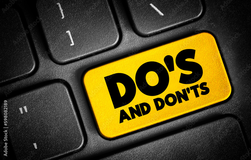 Do's And Don'ts text button on keyboard, concept background