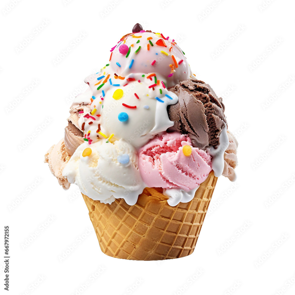 ice cream, transparent background, isolated image, generative AI
