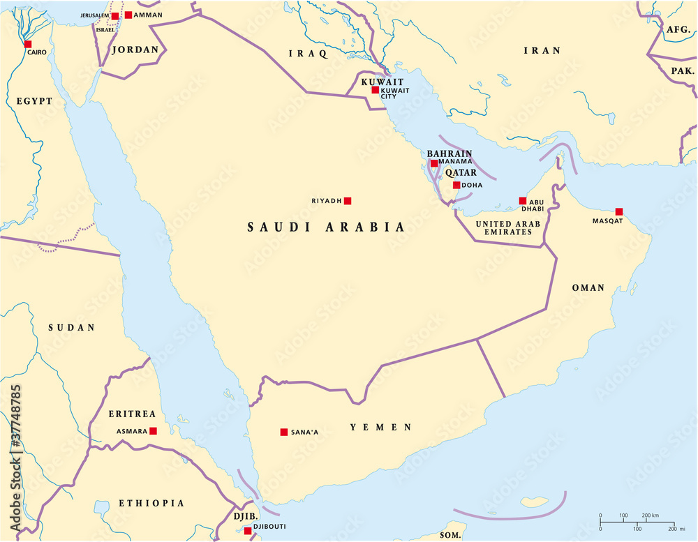 Arabian Peninsula Political Map