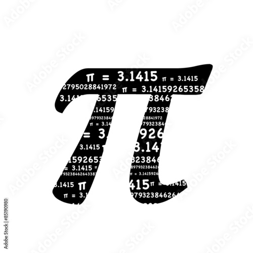 Foto Pi symbol math graphic typography in black and white