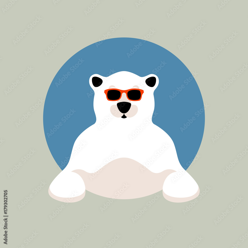 polar bear face in glasses vector illustration flat Stock Vector ...