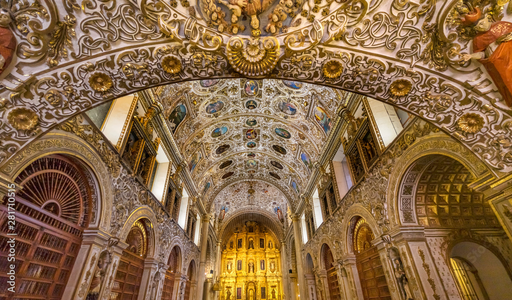 Ornate Ceiling Altar Santo Domingo de Guzman Church Oaxaca Mexico Stock ...