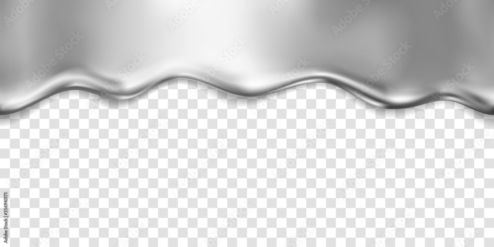 Silver foil drip pattern isolated on transparent background. Chrome ...