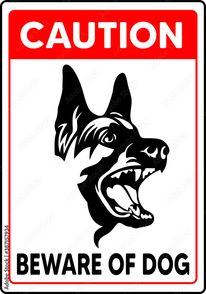 Fotografía caution beware of dog sign vector animal mascot, Marcos ...