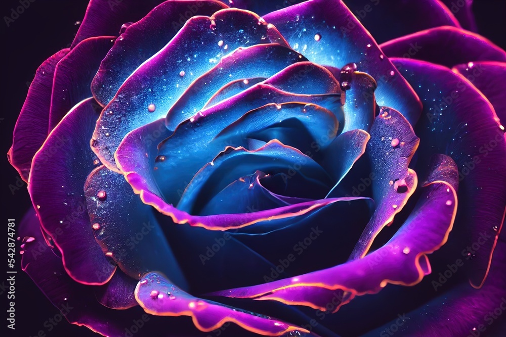 A black rose with a subtle glow on the petals. Beautiful flower bud 3D ...