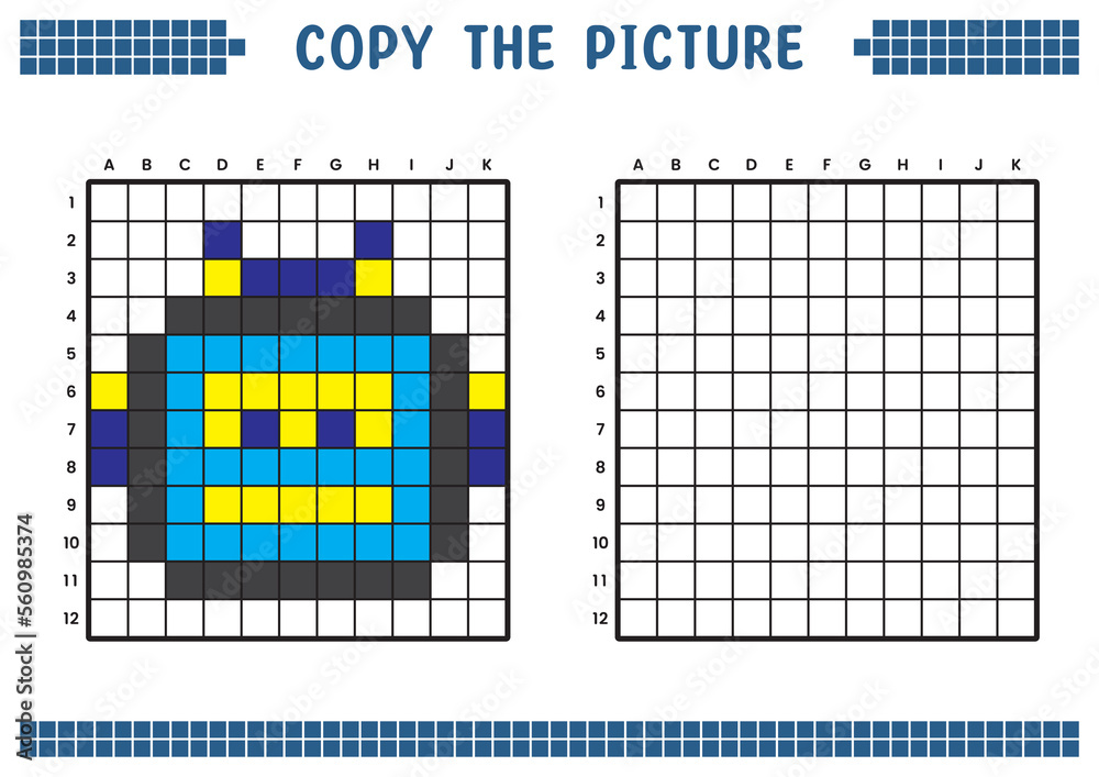 Copy the picture, complete the grid image. Educational worksheets ...