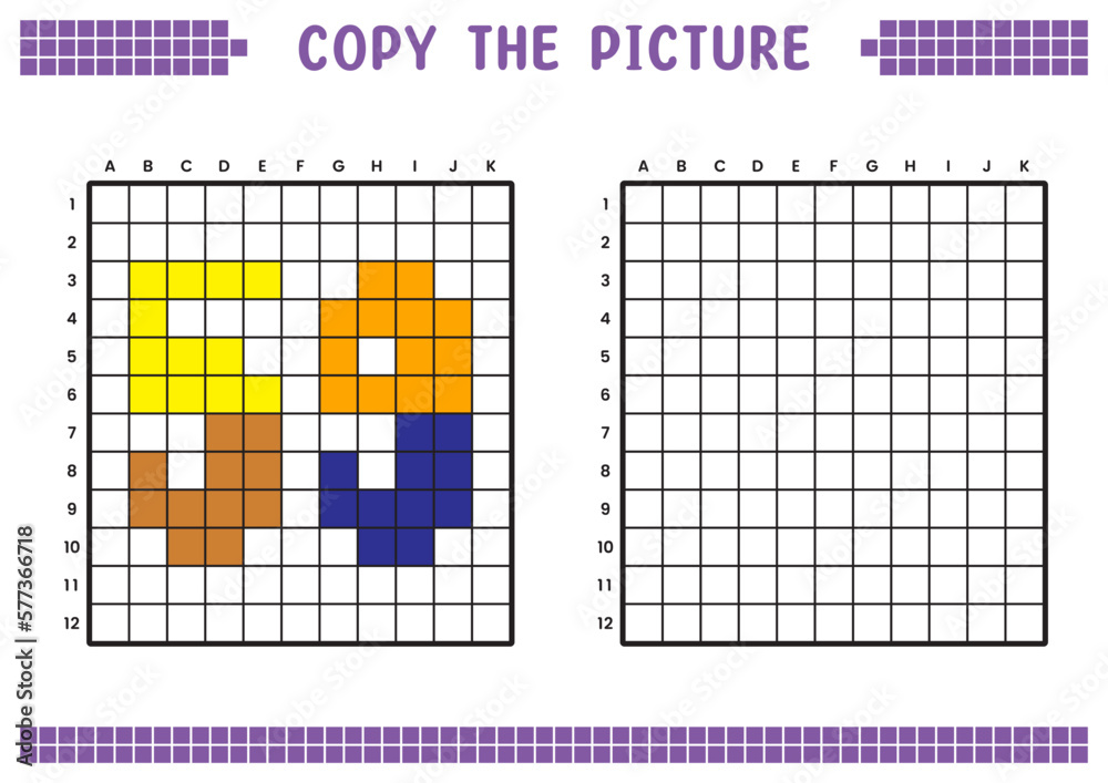 Copy the picture, complete the grid image. Educational worksheets ...