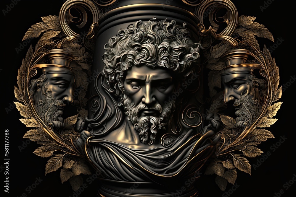 Aether Greek Mythology God Black Gold Vase by Generative AI Stock ...