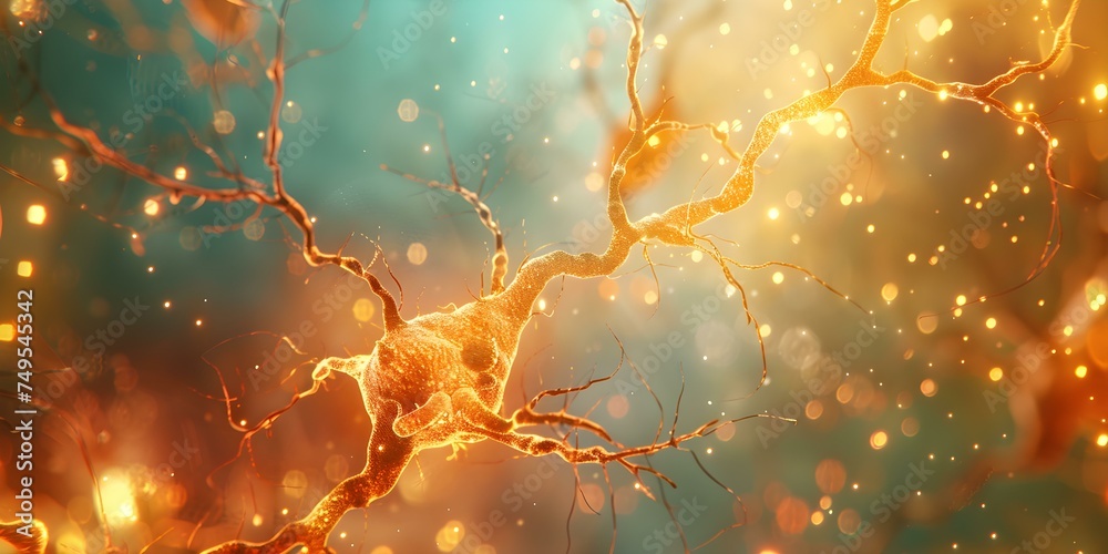 Neurological science backdrop featuring nerve cells and synapses ...