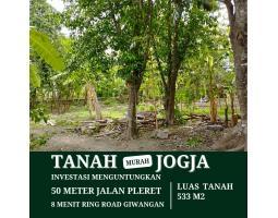 Dijual Tanah Murah Bantul Luas 533m2 SHM, Strategis 8 Menit Ring Road Giwangan - Bantul