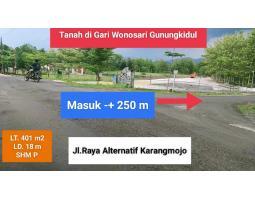 Dijual Tanah Pekarangan Murah, Luas 401m2,  Lokasi Strategis, Dekat Kotada Fasilitas Umum, di GarI, Wonosari, Gunung Kidul - Yogyakarta