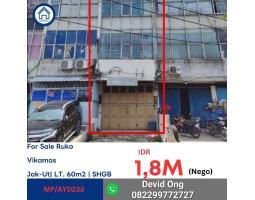 Dijual Ruko 3 Lantai, Luas 180m2, SHM, Vikamas Barat - Jakarta Utara