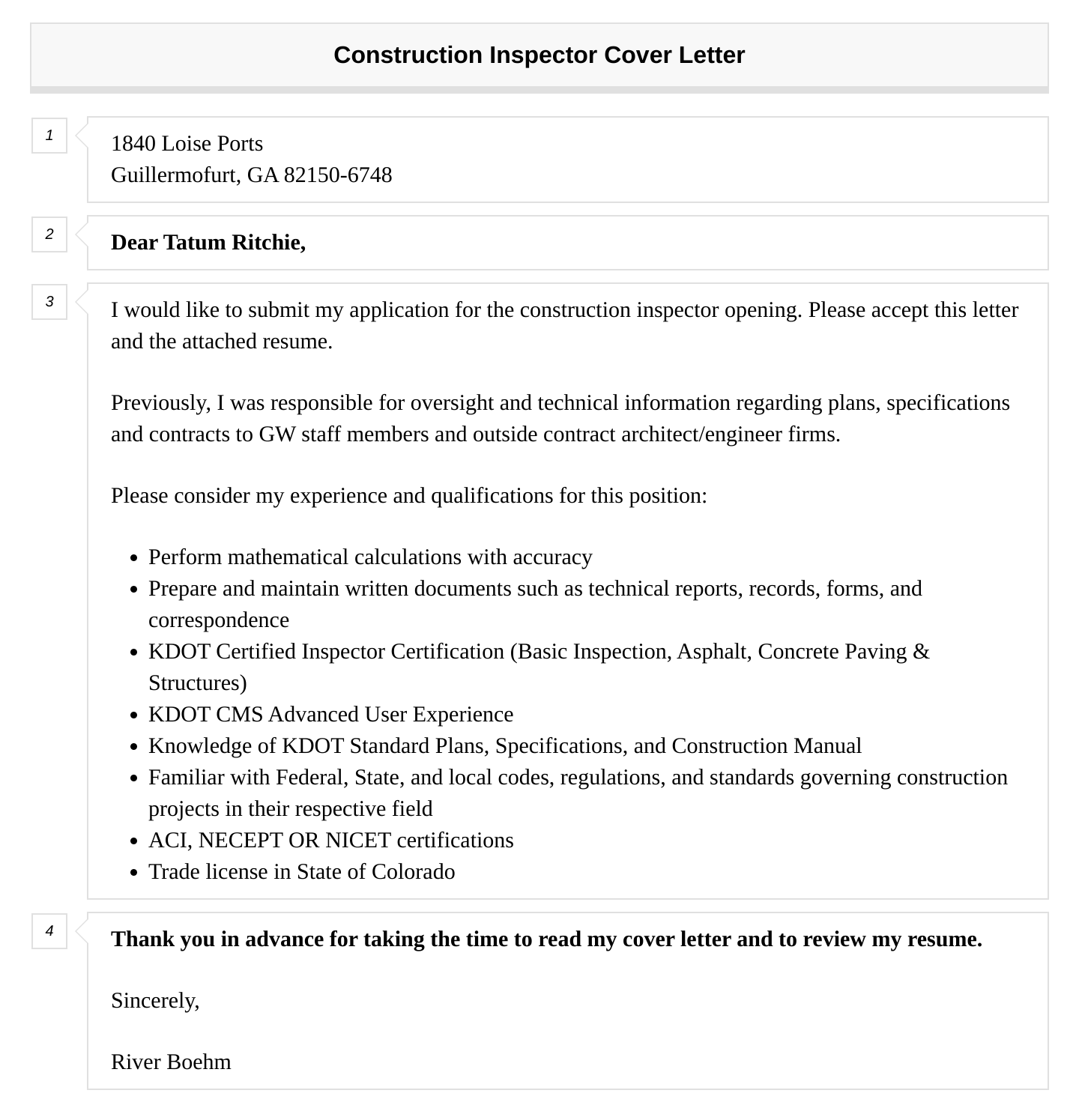 Construction Inspector Cover Letter | Velvet Jobs